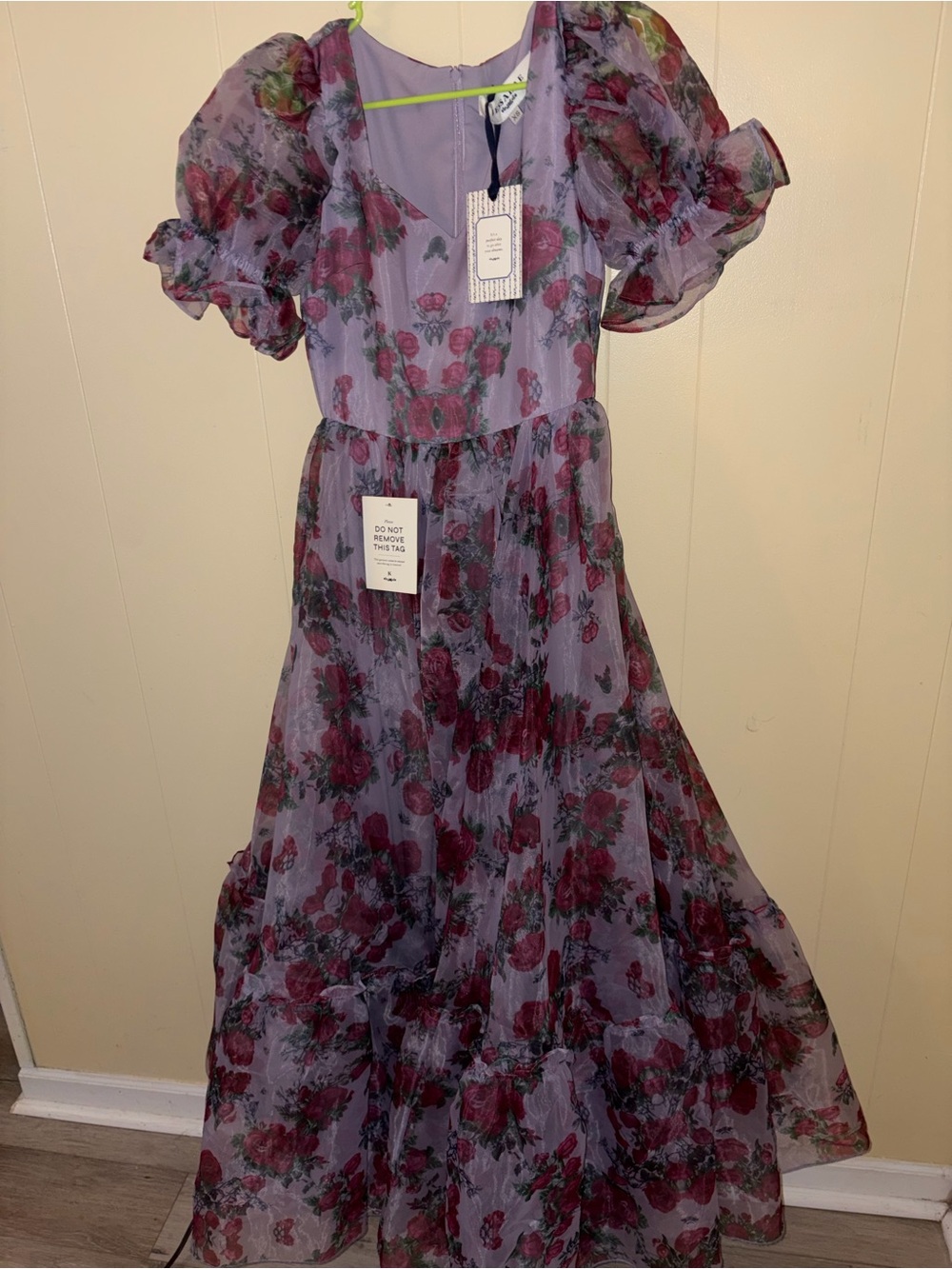 Romantic Lavender Floral Puff-Sleeve Maxi Dress from JessaKae